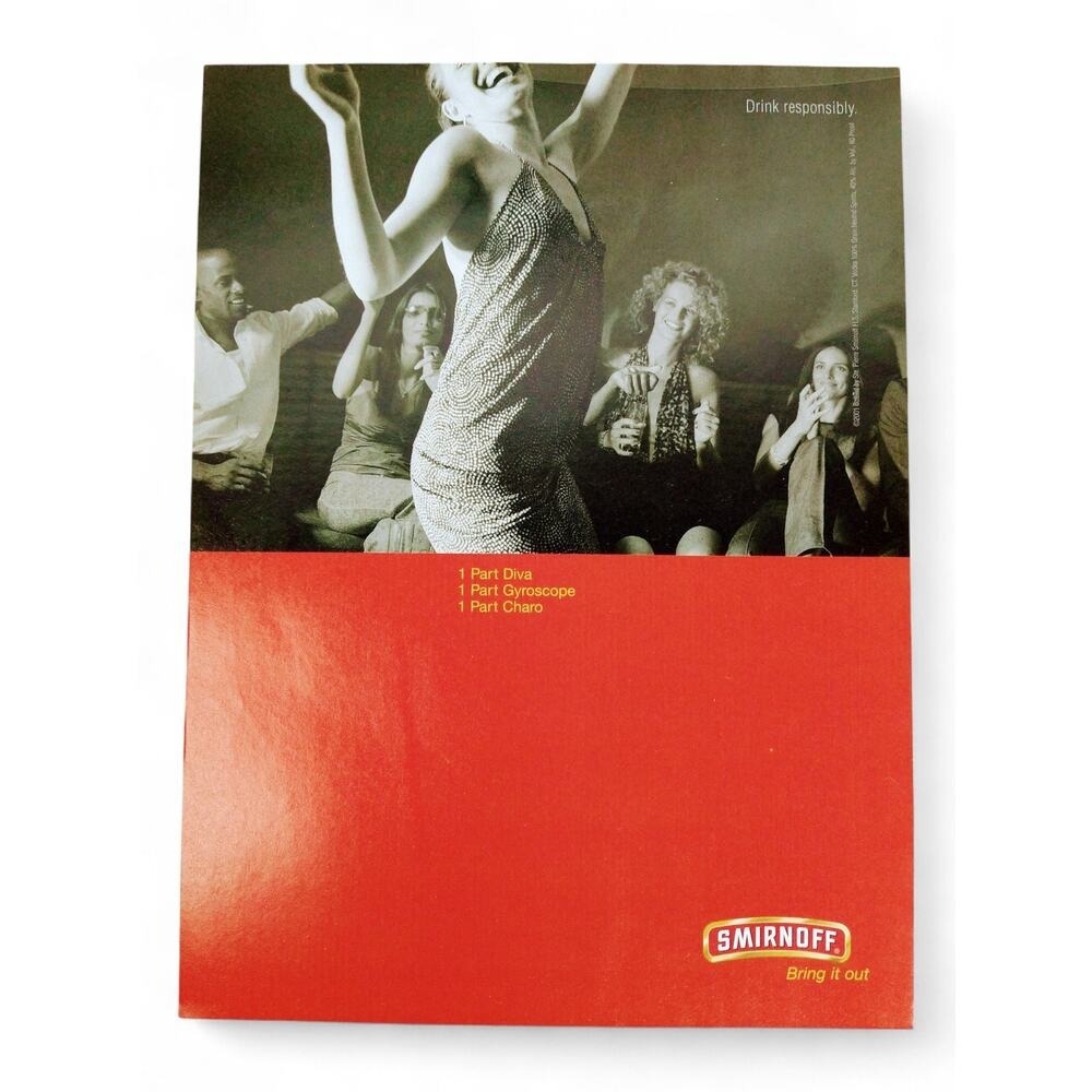2001 Smirnoff Print Ad Page Y2K Party‎ Diva Dancing Drive Bring It Out Nightlife